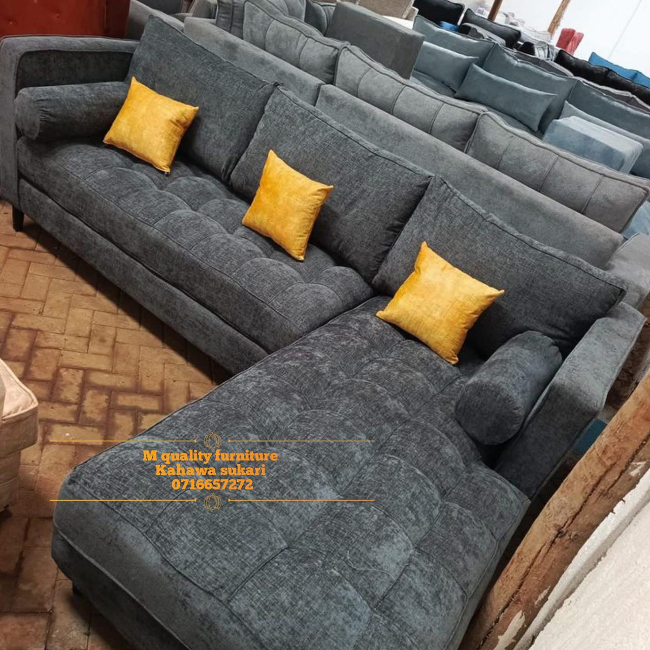 Black Fabric L Seat